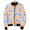 Retro Blue Banana Pattern Print Bomber Jacket