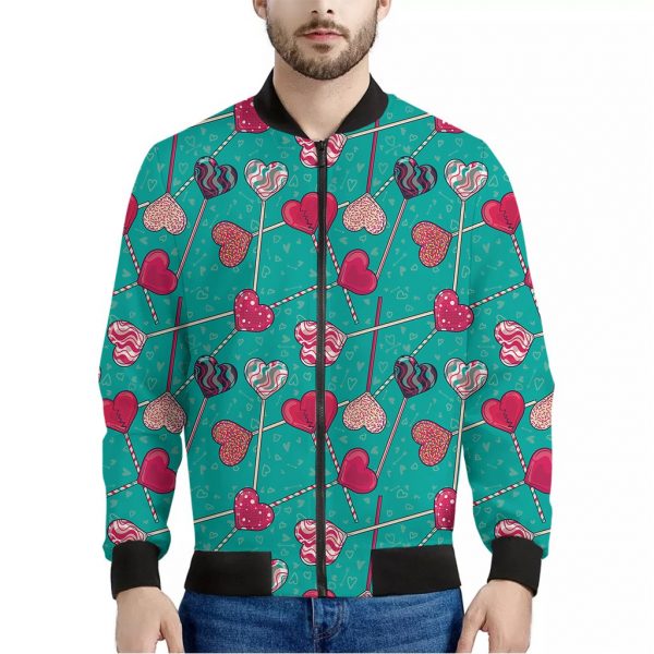 Retro Lollipop Pattern Print Bomber Jacket