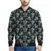 Retro Sea Turtle Pattern Print Bomber Jacket
