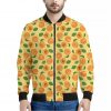 Ripe Apricot Fruit Pattern Print Bomber Jacket