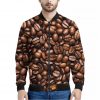 Roasted Coffee Bean Print Bomber Jacket