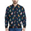 Rockets And Stars Pattern Print Bomber Jacket