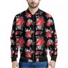 Rose And Heart Pattern Print Bomber Jacket
