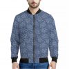 Rose Denim Jeans Pattern Print Bomber Jacket