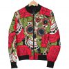 Rose Floral Sugar Skull Pattern Print Bomber Jacket