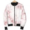 Rose Pink Marble Print Bomber Jacket