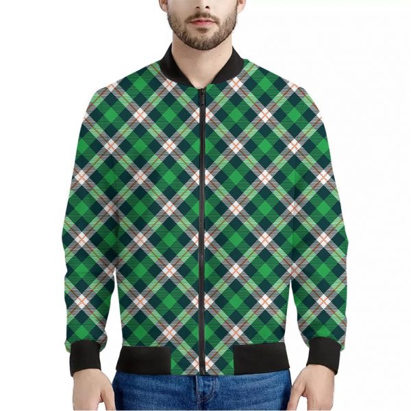 Saint Patrick's Day Irish Tartan Print Bomber Jacket