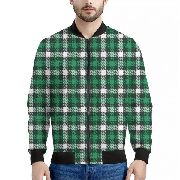 Saint Patrick's Day Stewart Plaid Print Bomber Jacket