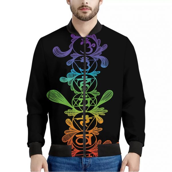 Seven Spiritual Chakras Print Bomber Jacket