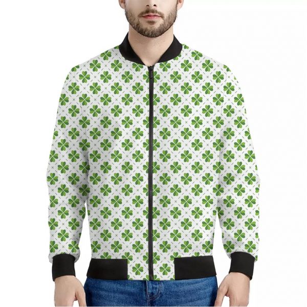 Shamrock Saint Patrick's Day Print Bomber Jacket