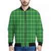 Shamrock Tartan St. Patrick's Day Print Bomber Jacket
