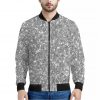 Silver Glitter Texture Print Bomber Jacket