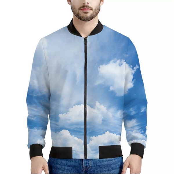 Sky Cloud Print Bomber Jacket
