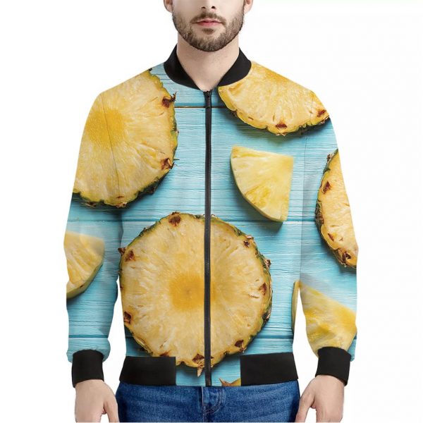 Sliced Pineapple Print Bomber Jacket