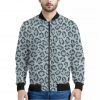 Snow Leopard Knitted Pattern Print Bomber Jacket