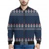 Snowman Knitted Pattern Print Bomber Jacket