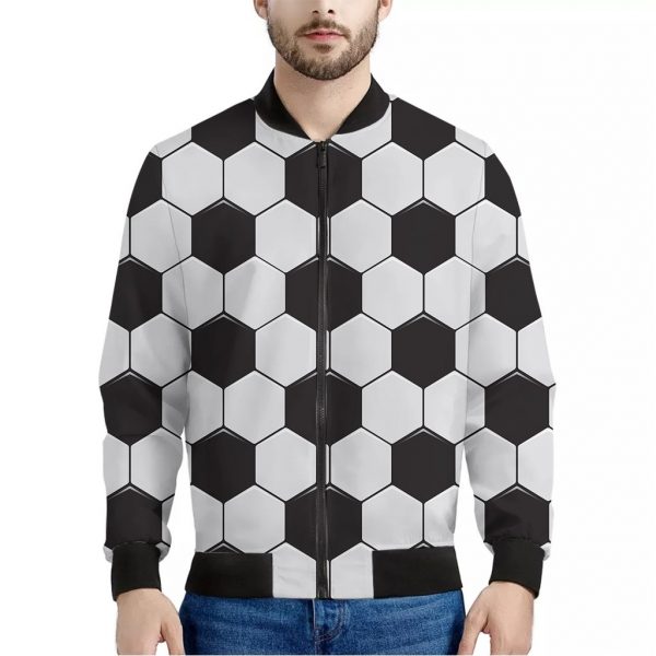 Soccer Ball Texture Print Bomber Jacket