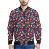 Space Rockets Pattern Print Bomber Jacket