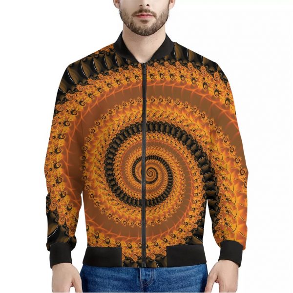 Spiral Fractal Print Bomber Jacket