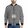 Spiral Illusory Motion Print Bomber Jacket