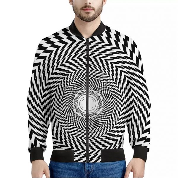 Spiral Illusory Motion Print Bomber Jacket
