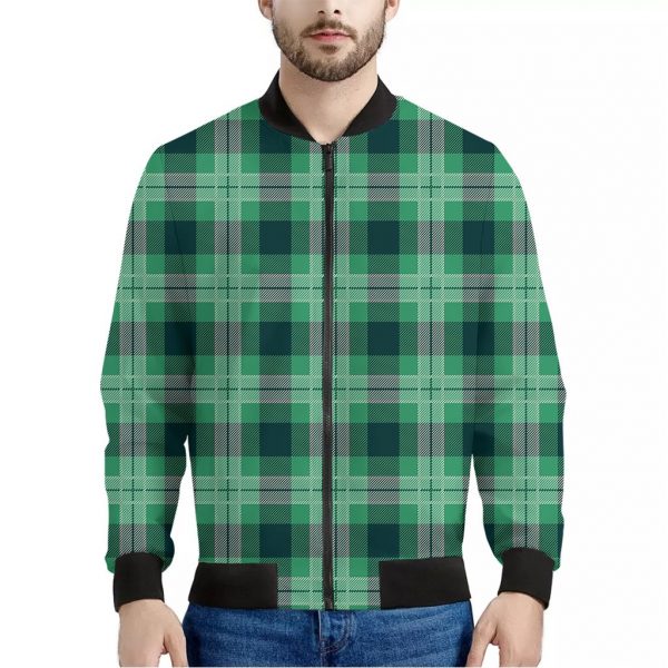 St. Patrick's Day Tartan Print Bomber Jacket