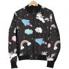 Star Space Unicorn Pattern Print Bomber Jacket