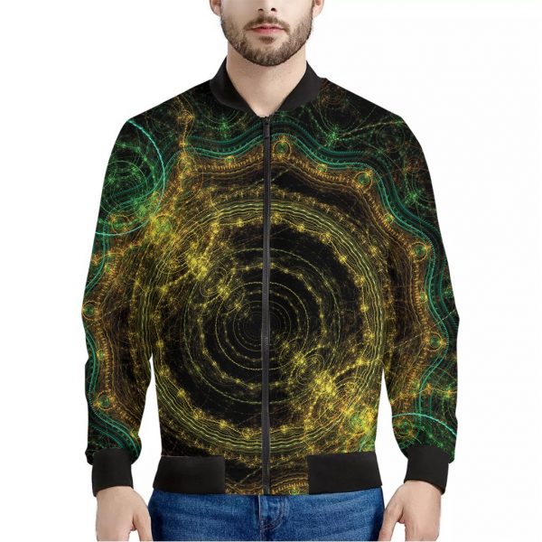 Steampunk Fractal Print Bomber Jacket