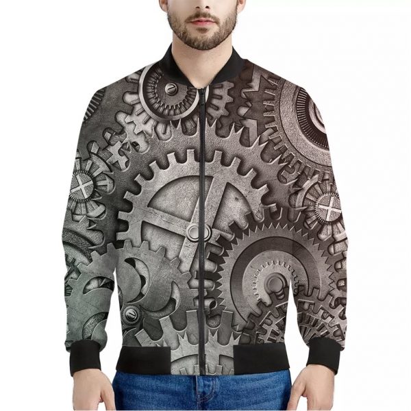 Steampunk Metal Gears Print Bomber Jacket