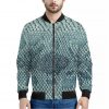 Steel Blue Snakeskin Print Bomber Jacket