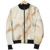 Sugar Brown Marble Print Bomber Jacket