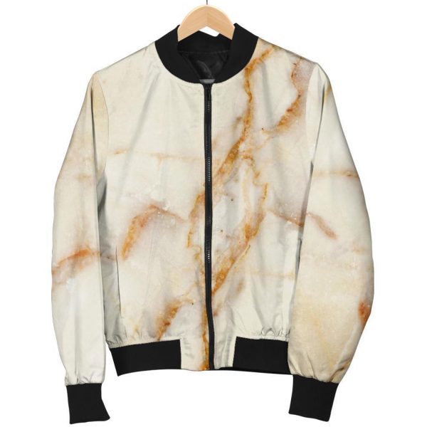 Sugar Brown Marble Print Bomber Jacket