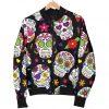 Sugar Skull Pattern Print Bomber Jacket