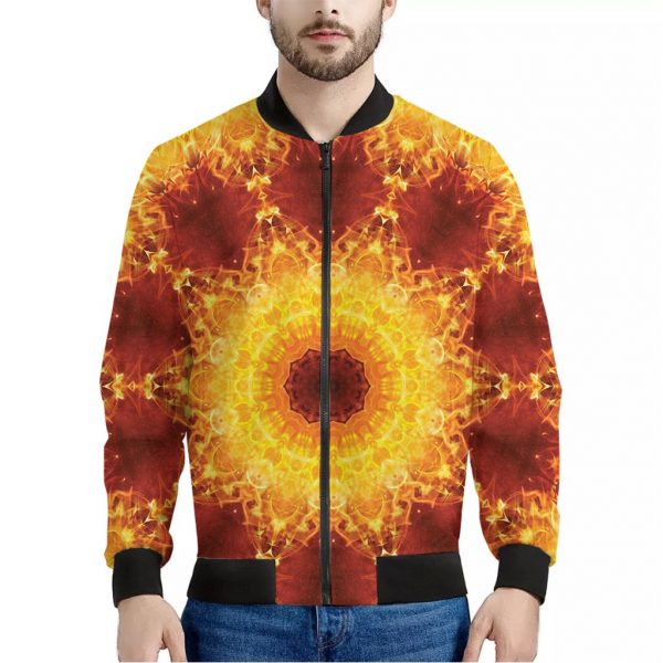Sun Fire Kaleidoscope Print Bomber Jacket