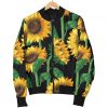 Sunflower Pattern Print Bomber Jacket