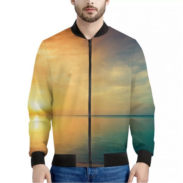 Sunrise Beach Print Bomber Jacket