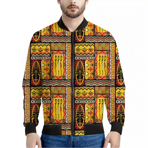 Sunset Ethnic African Tribal Print Bomber Jacket