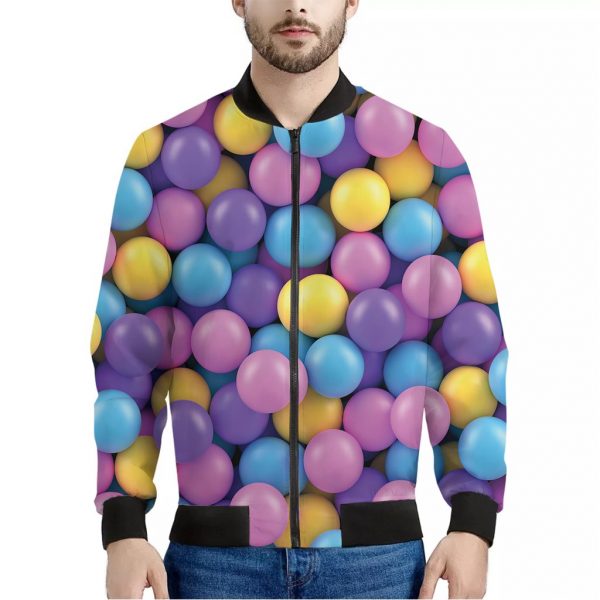 Sweet Candy Ball Pattern Print Bomber Jacket