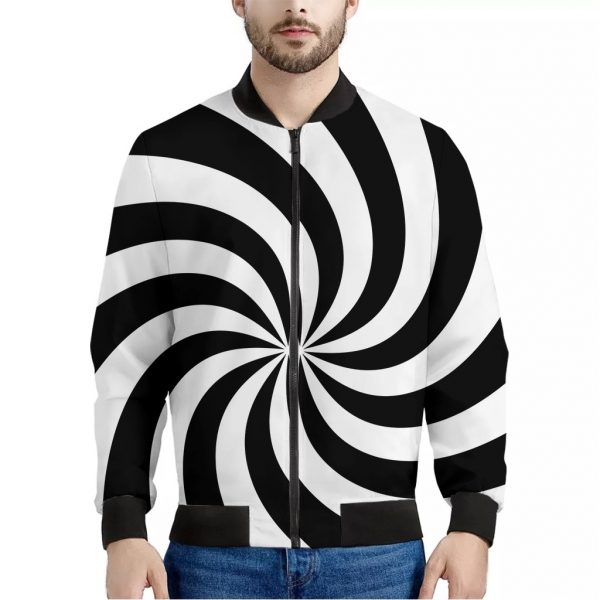 Swirl Optical Illusion Print Bomber Jacket