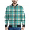 Teal Madras Pattern Print Bomber Jacket