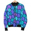 Teal Pink Mermaid Scales Pattern Print Bomber Jacket