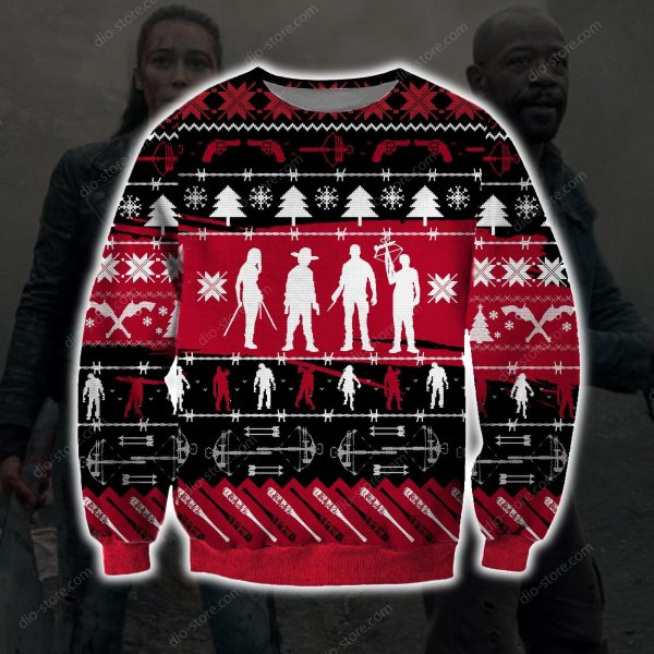 The Walking Dead Knitting Pattern 3D Print Ugly Christmas Sweatshirt