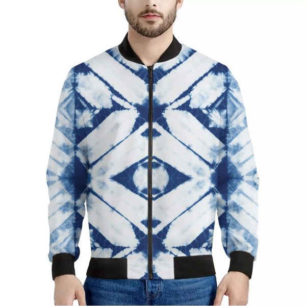 Tie Dye Shibori Pattern Print Bomber Jacket