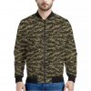 Tiger Stripe Camouflage Pattern Print Bomber Jacket
