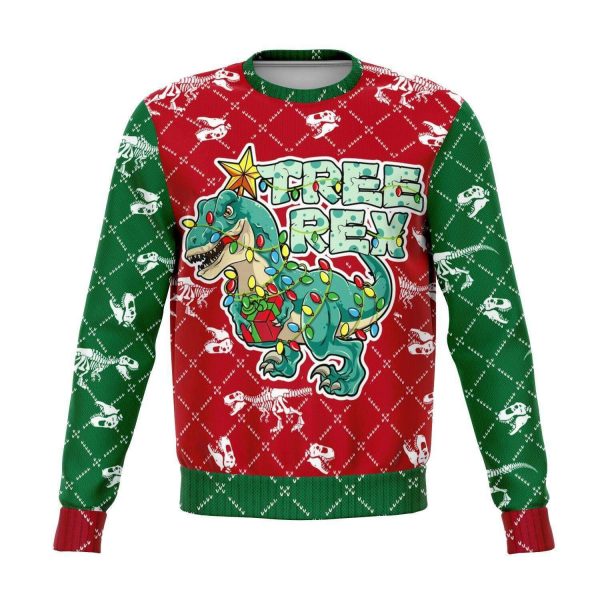 Tree Rex - Tree Dinosaur Funny 3D Ugly Christmas Holiday Sweater Style Fashion Sweatshirt