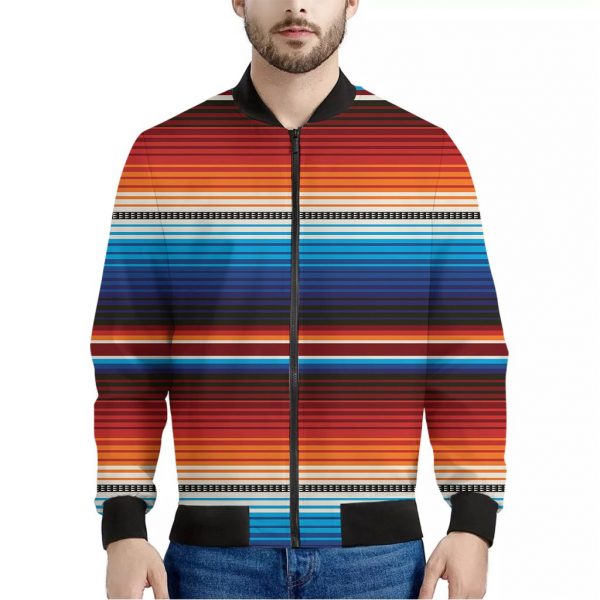Tribal Mexican Blanket Pattern Print Bomber Jacket