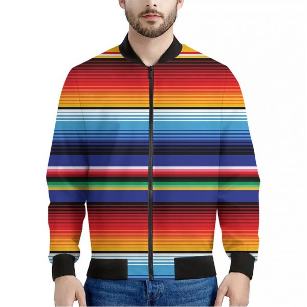Tribal Mexican Serape Pattern Print Bomber Jacket