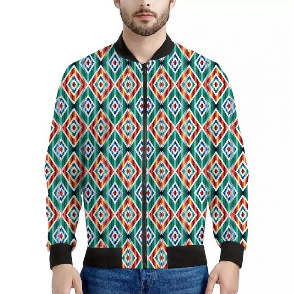 Tribal Pendleton Navajo Pattern Print Bomber Jacket