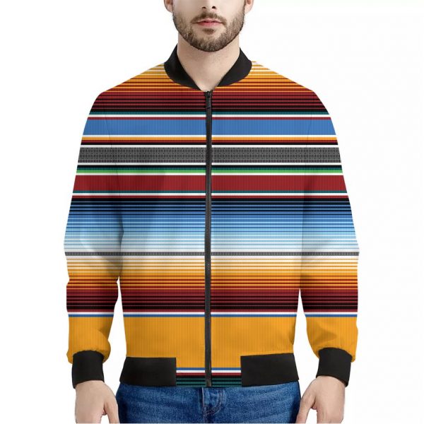 Tribal Serape Blanket Pattern Print Bomber Jacket