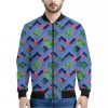 Tropical Aztec Geometric Pattern Print Bomber Jacket